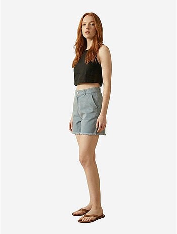 Short en gabardine taille haute à jambes larges et déchirées my fashion
