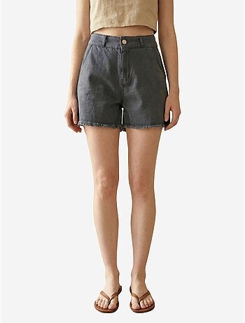 Short en gabardine taille haute à jambes larges et déchirées my fashion
