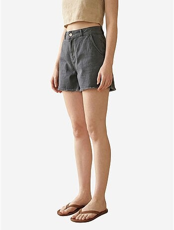 Short en gabardine taille haute à jambes larges et déchirées my fashion