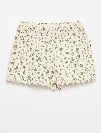 Short en gaze de coton avec imprimé à fleurs