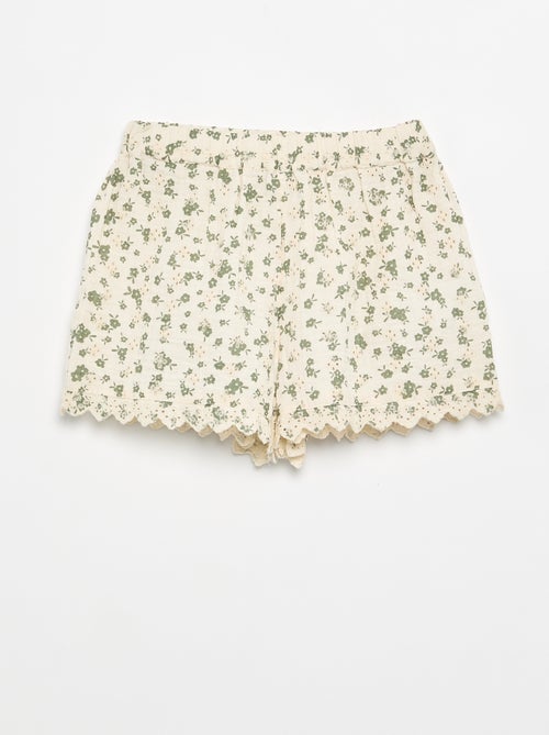 Short en gaze de coton avec imprimé à fleurs - Kiabi Short en gaze de coton avec imprimé à fleurs - Kiabi