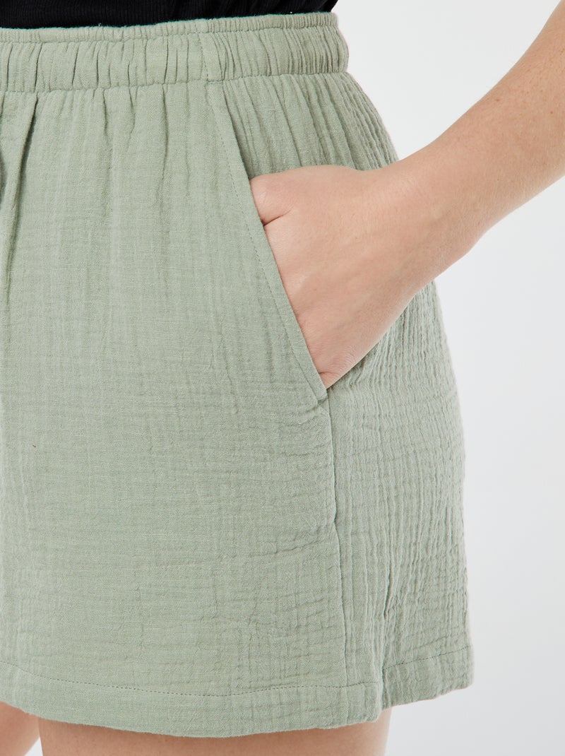 Short en gaze de coton Bleu - Kiabi