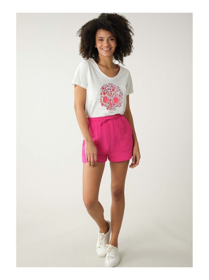 Short en gaze de coton 'Deeluxe' Rose fushia - Kiabi