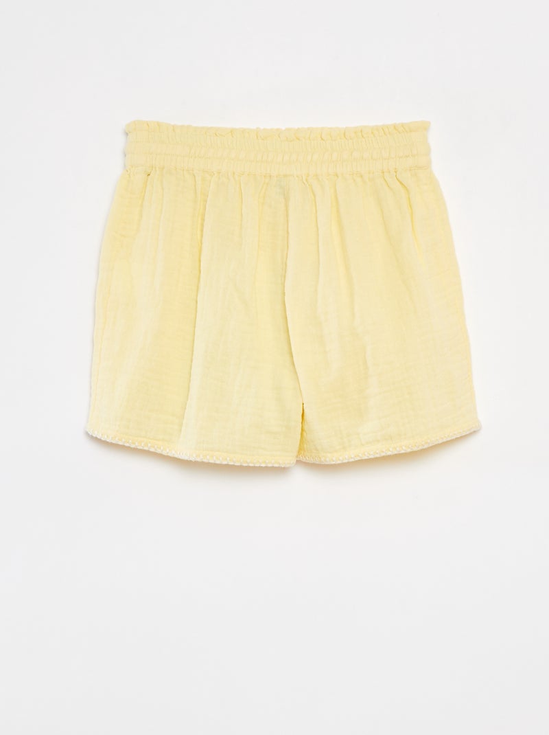 Short en gaze de coton JAUNE - Kiabi
