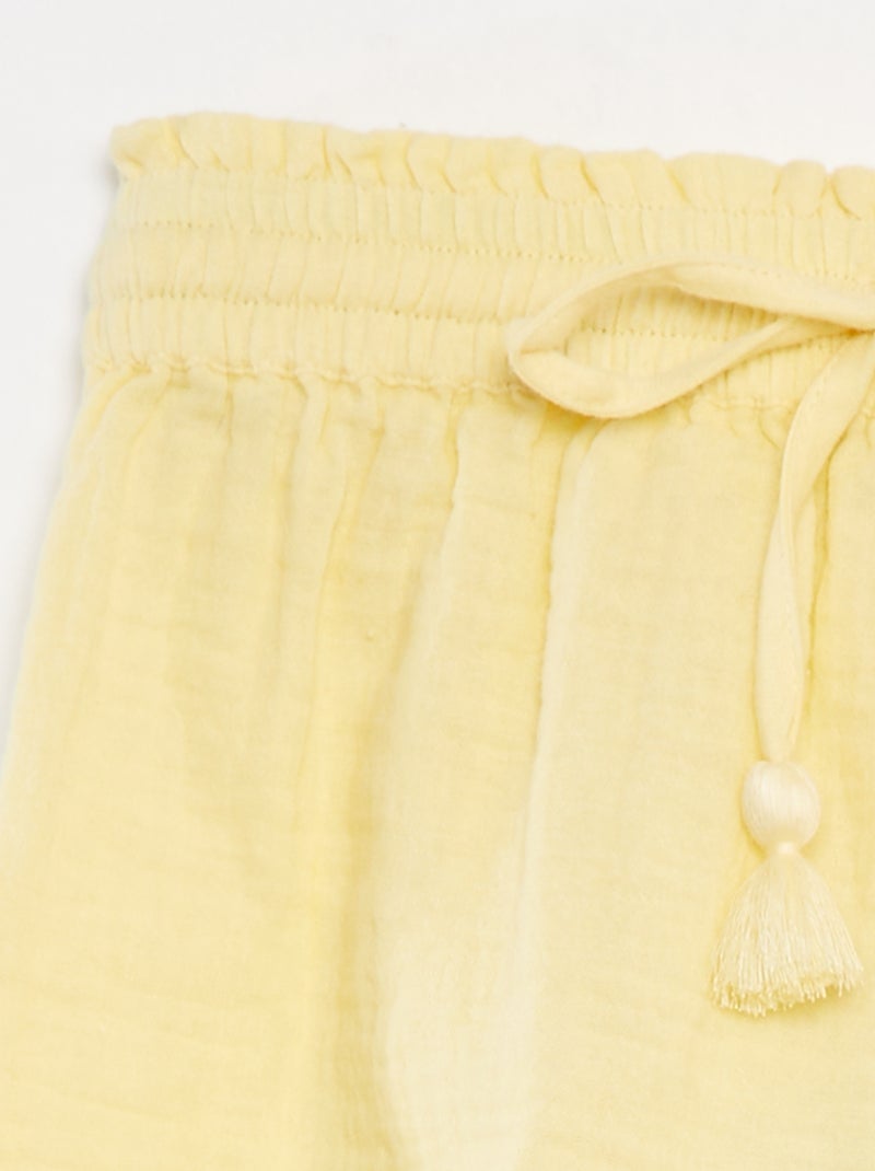 Short en gaze de coton JAUNE - Kiabi