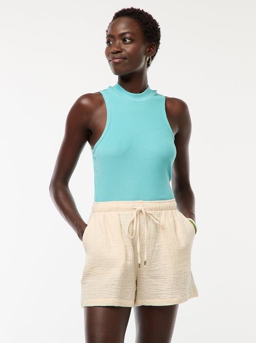 Short en gaze de coton uni - Kiabi