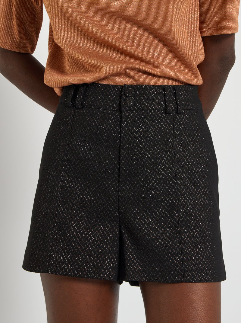 Short en jacquard noir - Kiabi