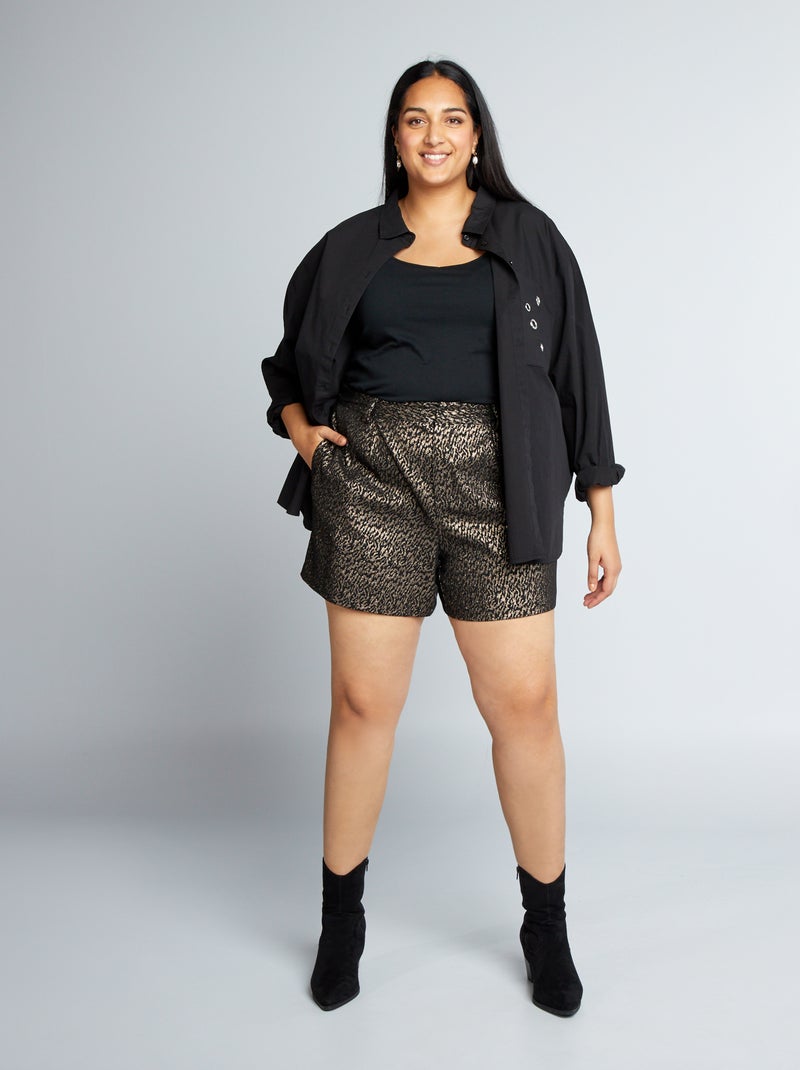 Short en jacquard pailleté noir - Kiabi
