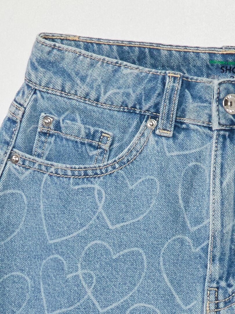 Short en jean à motifs bleu - Kiabi