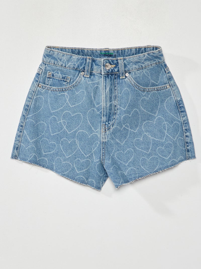 Short en jean à motifs bleu - Kiabi