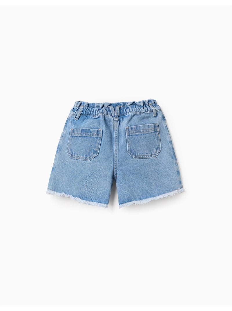 Short en jean à ourlets effilochés Bleu clair - Kiabi