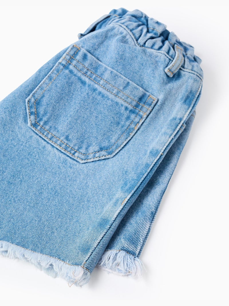Short en jean à ourlets effilochés Bleu clair - Kiabi