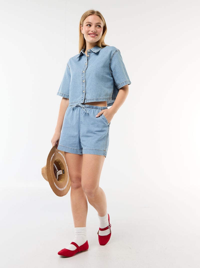 Short en jean à taille élastiqué Bleu - Kiabi