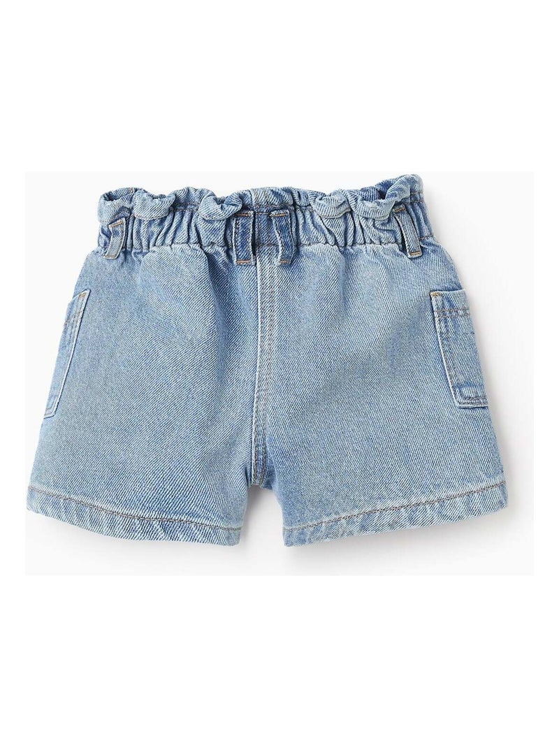 Short en Jean à Taille Paperbag Bleu clair - Kiabi