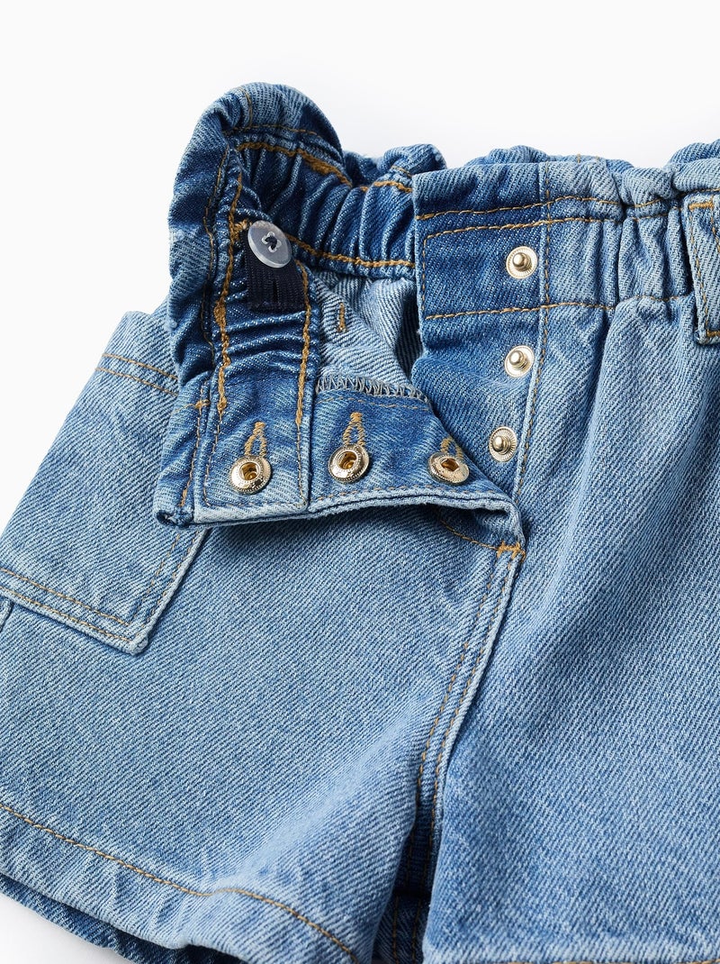 Short en Jean à Taille Paperbag Bleu clair - Kiabi