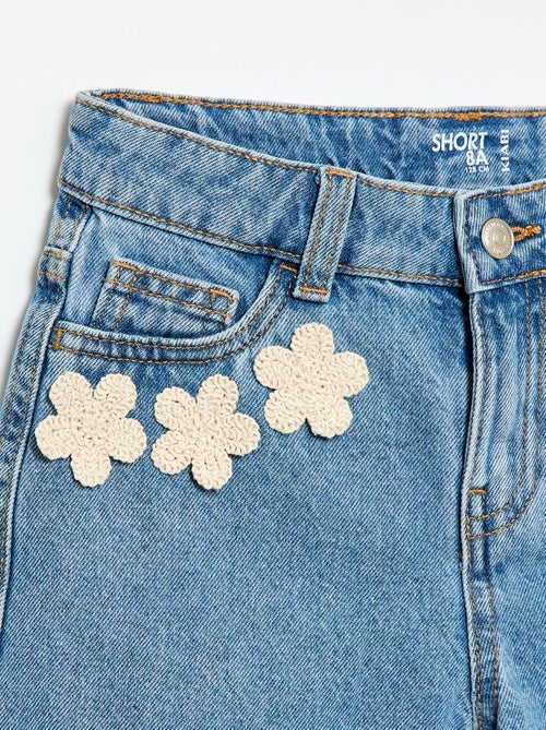 Short en jean avec broderies - Kiabi