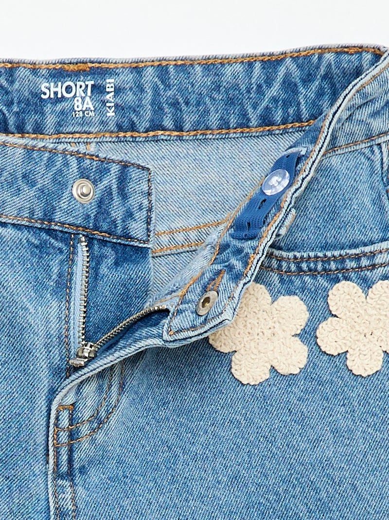 Short en jean avec broderies Bleu - Kiabi
