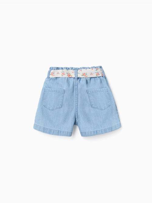 Short en jean avec ceinture à motif floral - Kiabi Short en jean avec ceinture à motif floral - Kiabi