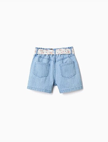 Short en jean avec ceinture à motif floral