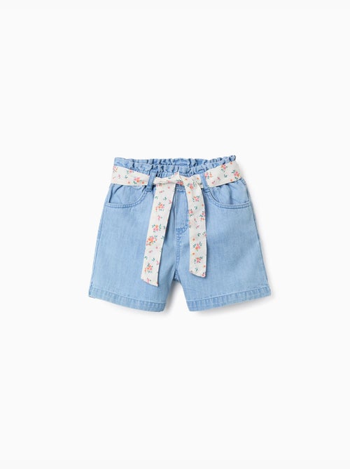 Short en jean avec ceinture à motif floral - Kiabi Short en jean avec ceinture à motif floral - Kiabi