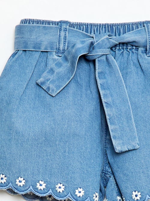 Short en jean avec ceinture à nouer - Kiabi