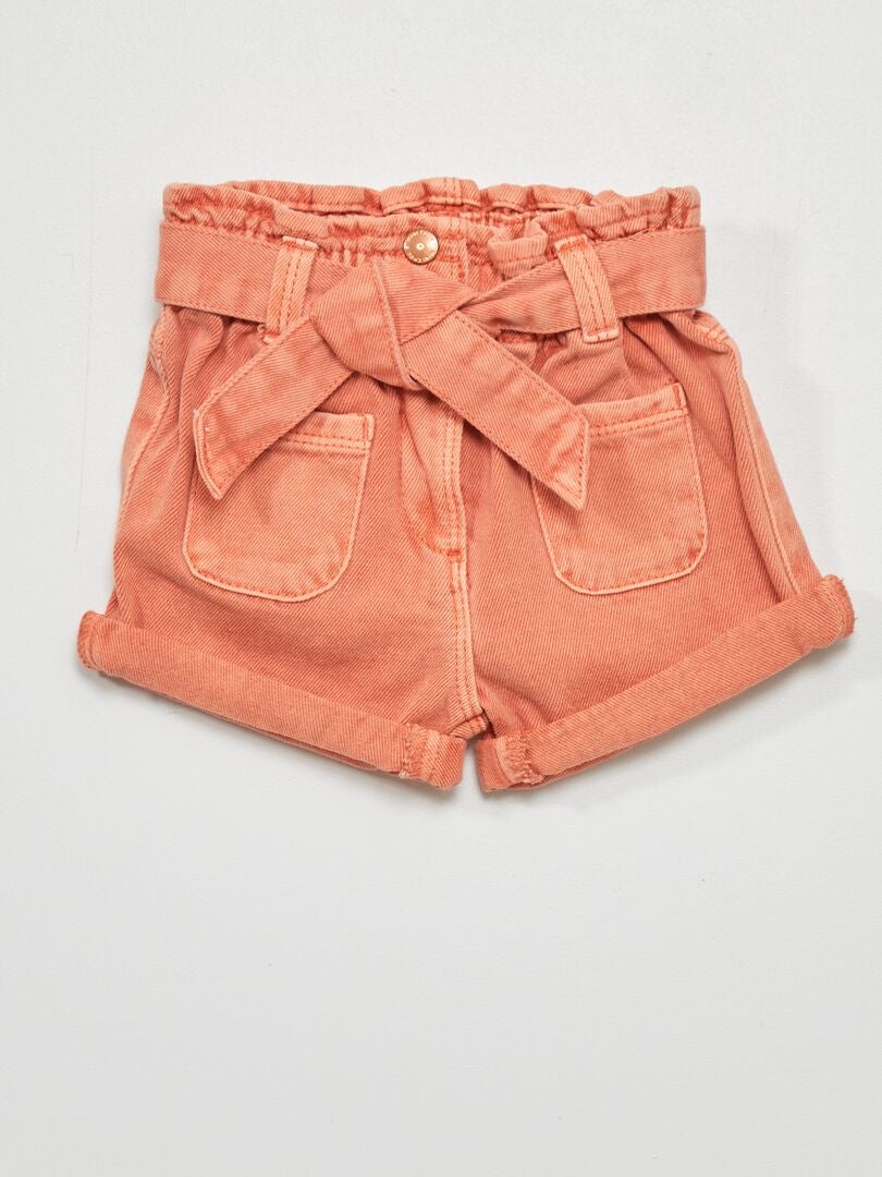 Short en jean avec ceinture assortie Orange - Kiabi