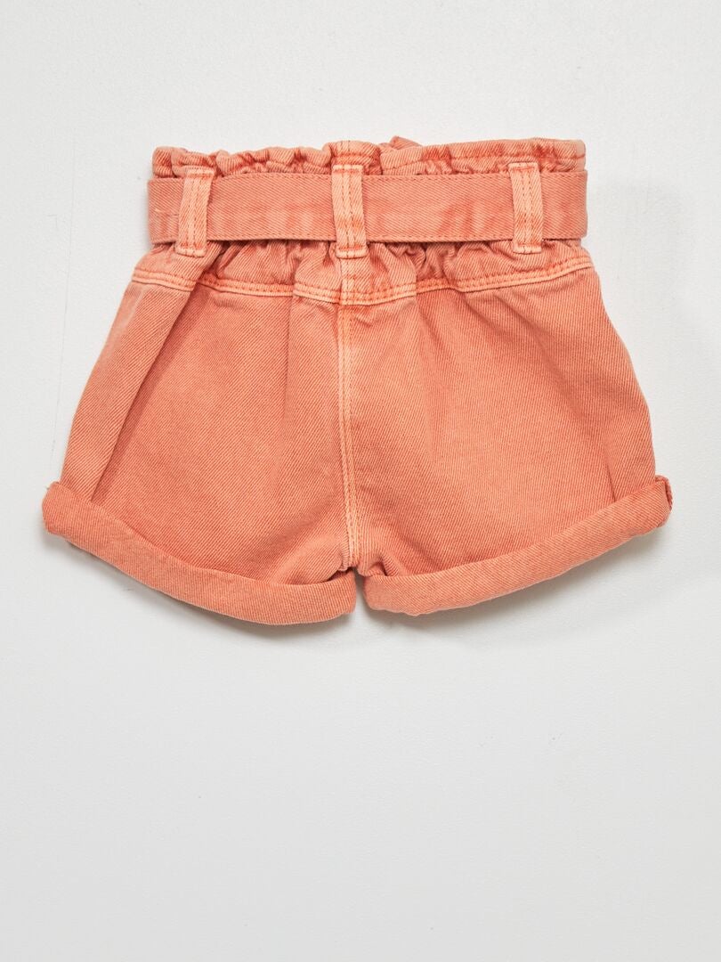 Short en jean avec ceinture assortie Orange - Kiabi