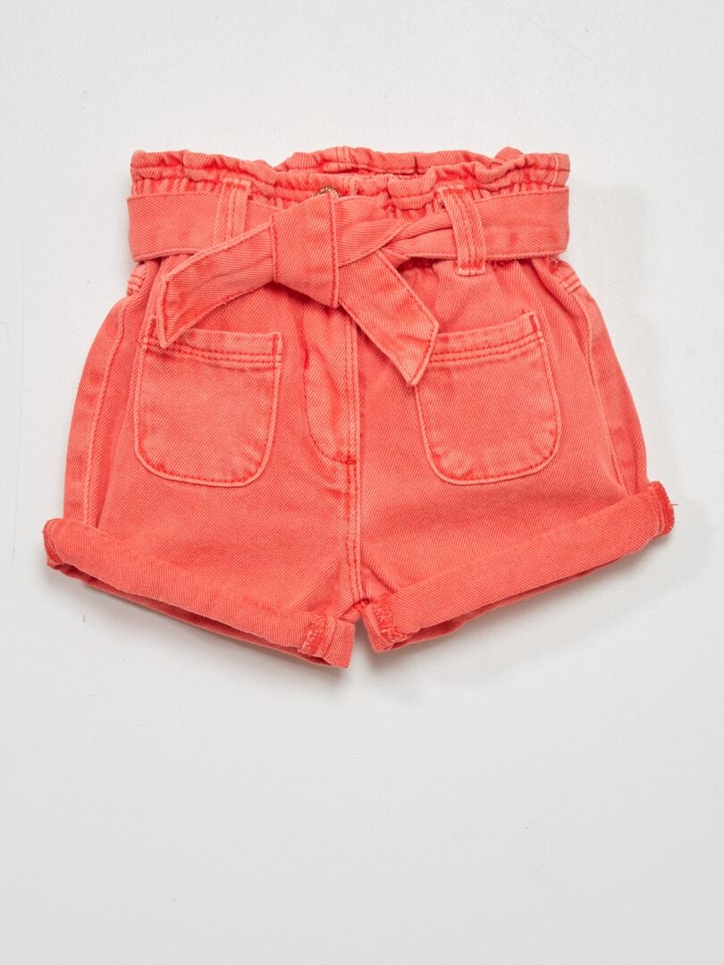 Short en jean avec ceinture assortie rouge cayenne - Kiabi