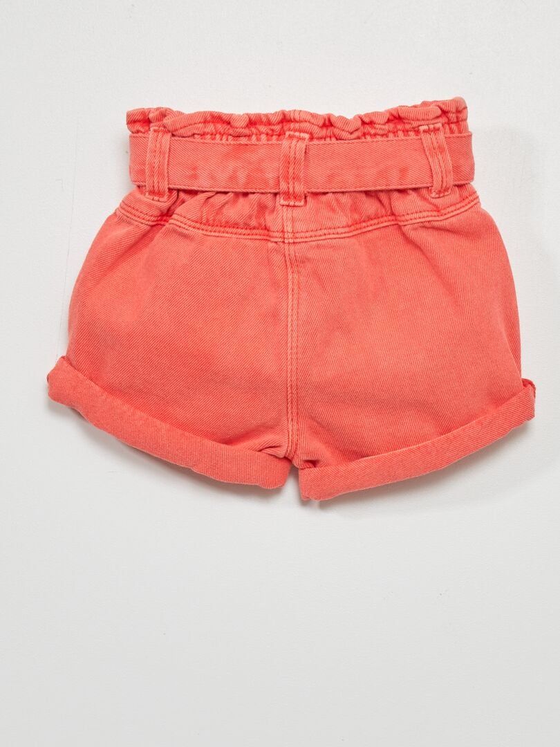 Short en jean avec ceinture assortie rouge cayenne - Kiabi