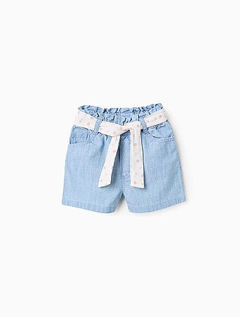 Short en Jean avec Ceinture Florale