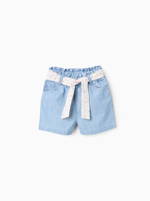 Short en Jean avec Ceinture Florale - Kiabi