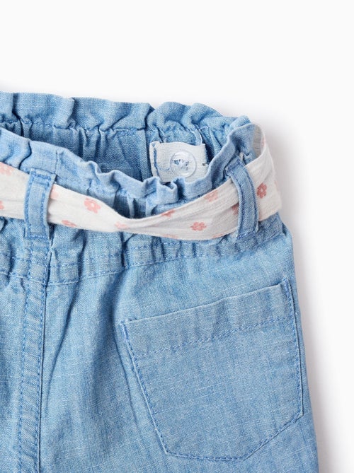 Short en Jean avec Ceinture Florale - Kiabi