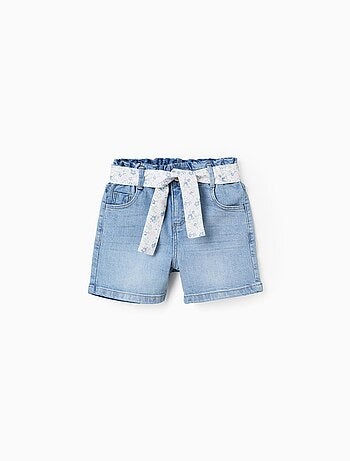 Short en Jean avec Ceinture Florale