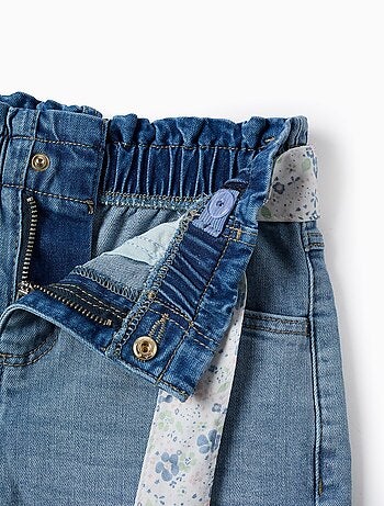 Short en Jean avec Ceinture Florale