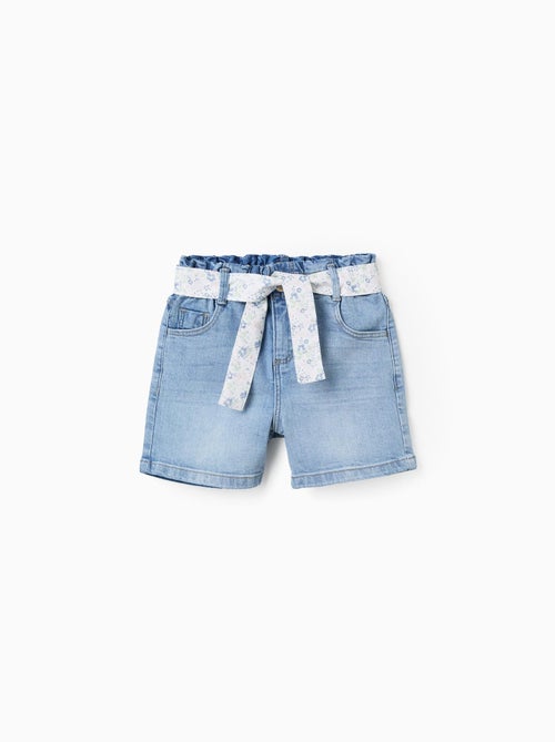 Short en Jean avec Ceinture Florale - Kiabi
