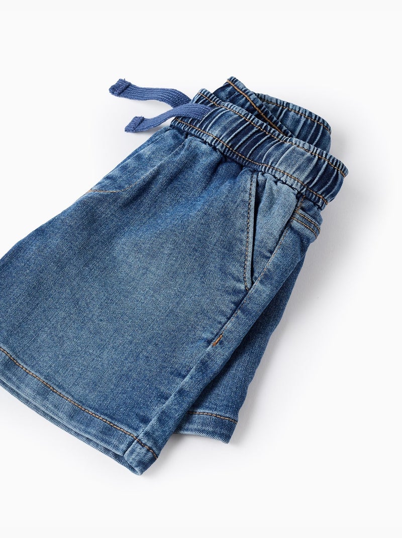 Short en Jean avec Cordon Comfort Denim Bleu Bleu - Kiabi