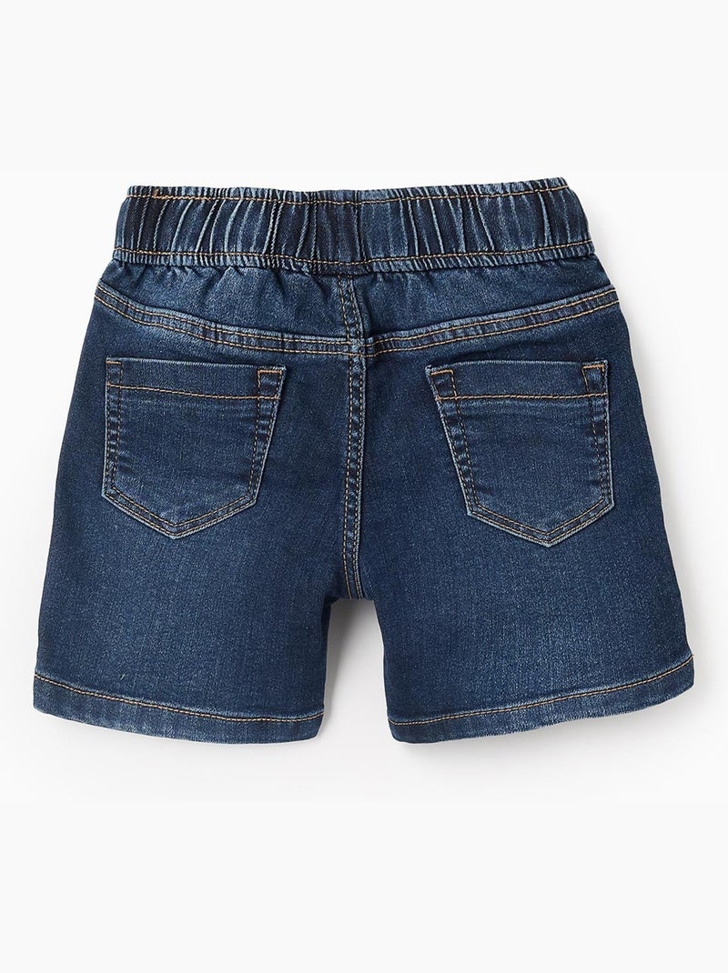 Short en Jean avec Cordon Comfort Denim Bleu foncé - Kiabi