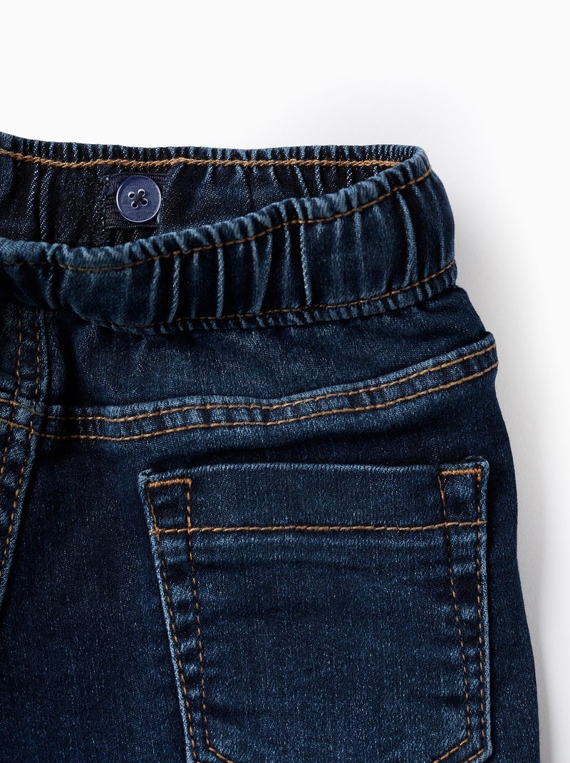 Short en Jean avec Cordon Comfort Denim Bleu foncé - Kiabi