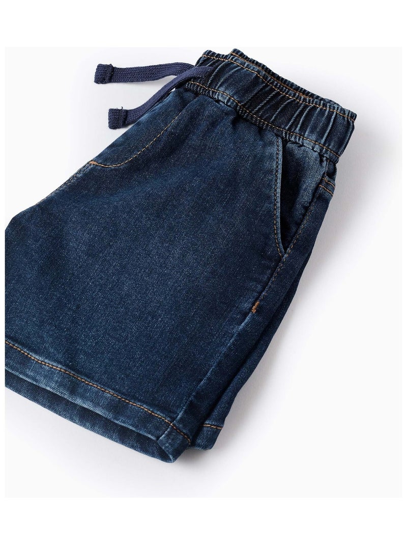 Short en Jean avec Cordon Comfort Denim Bleu foncé - Kiabi