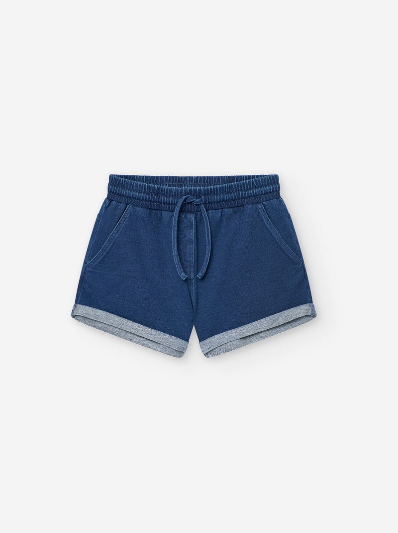 Short en Jean avec Cordon et Ourlets avec Revers Bleu - Kiabi