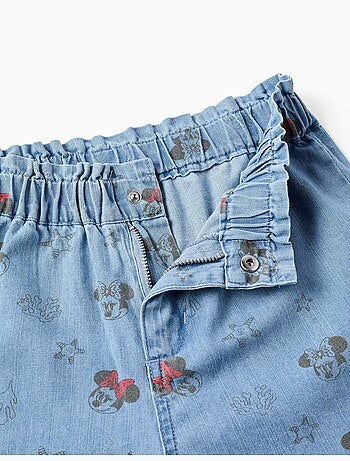 Short en jean avec Minnie et taille élastiquée
