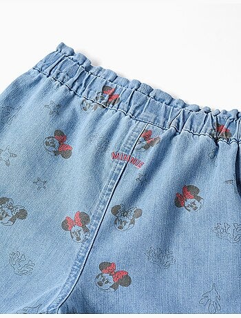 Short en jean avec Minnie et taille élastiquée
