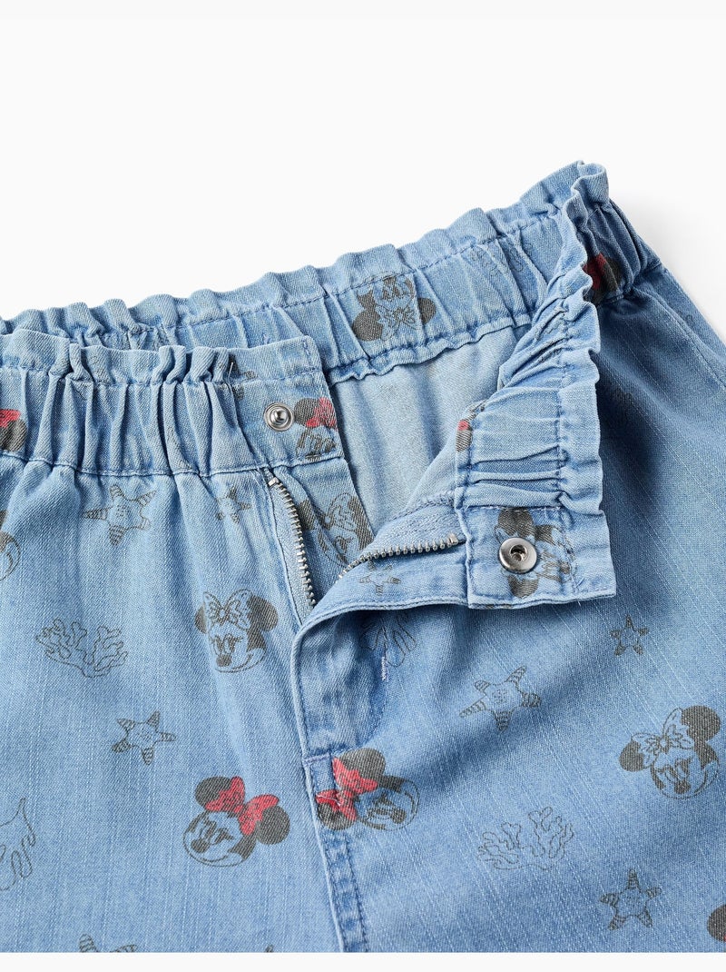 Short en jean avec Minnie et taille élastiquée Bleu Bleu - Kiabi