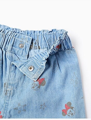 Short en jean avec Minnie et taille élastiquée
