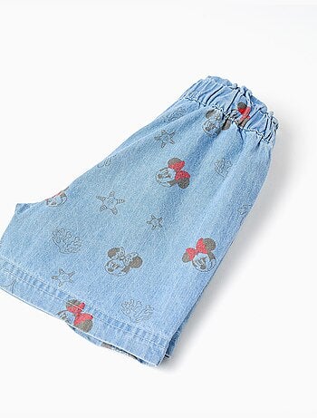 Short en jean avec Minnie et taille élastiquée