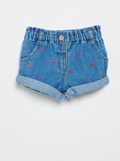 Short en jean avec motif cœur - Kiabi