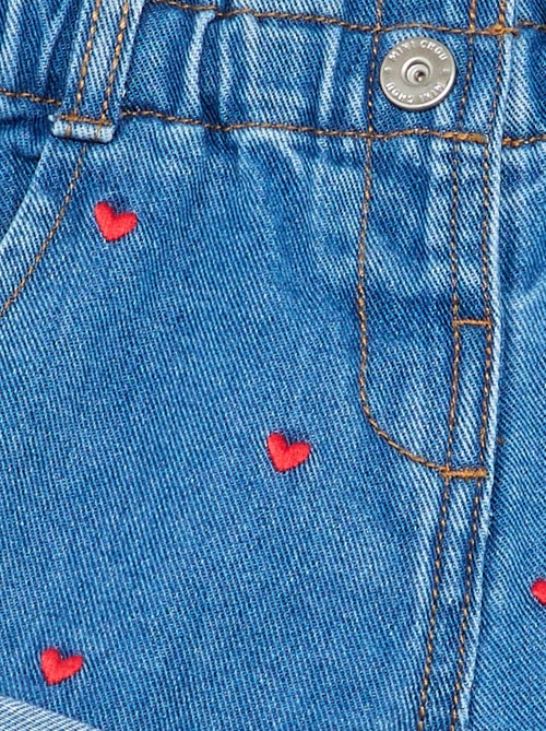 Short en jean avec motif cœur - Kiabi