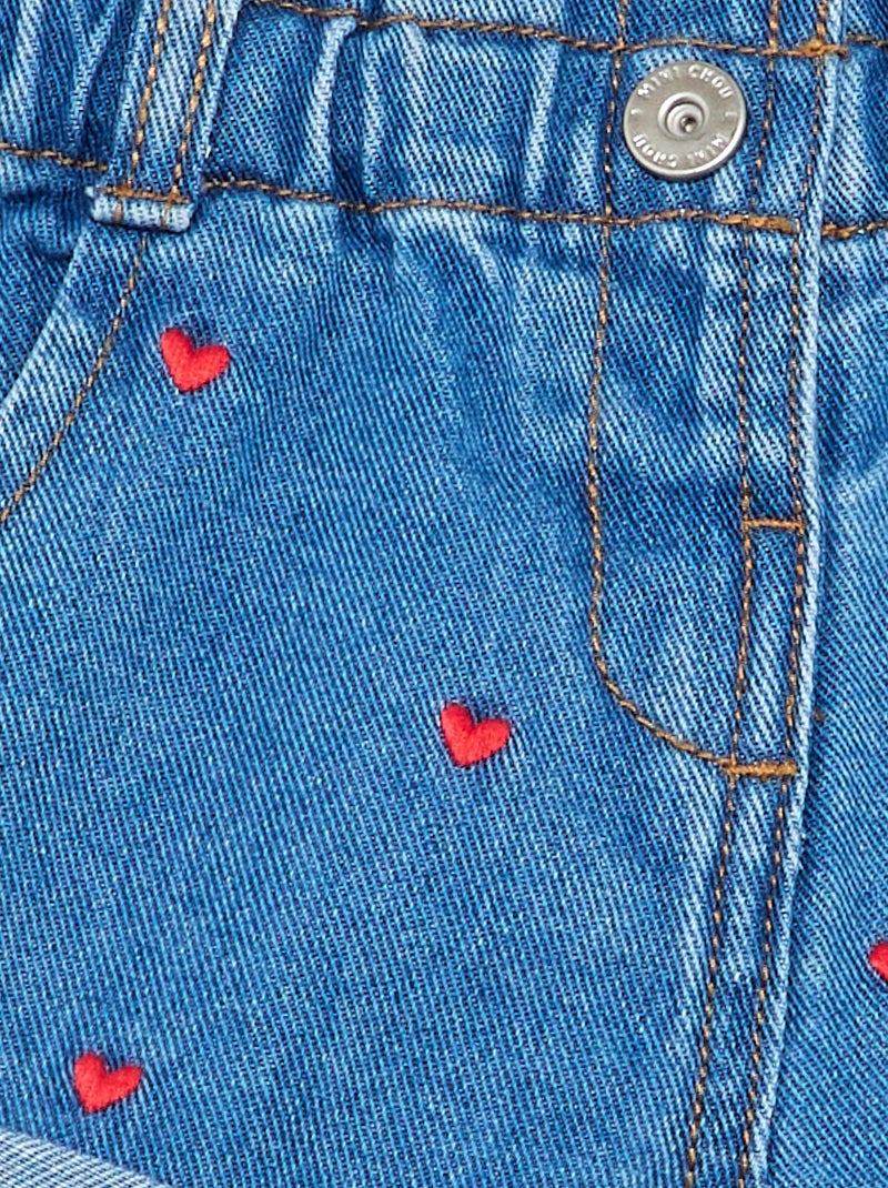 Short en jean avec motif cœur Rouge - Kiabi