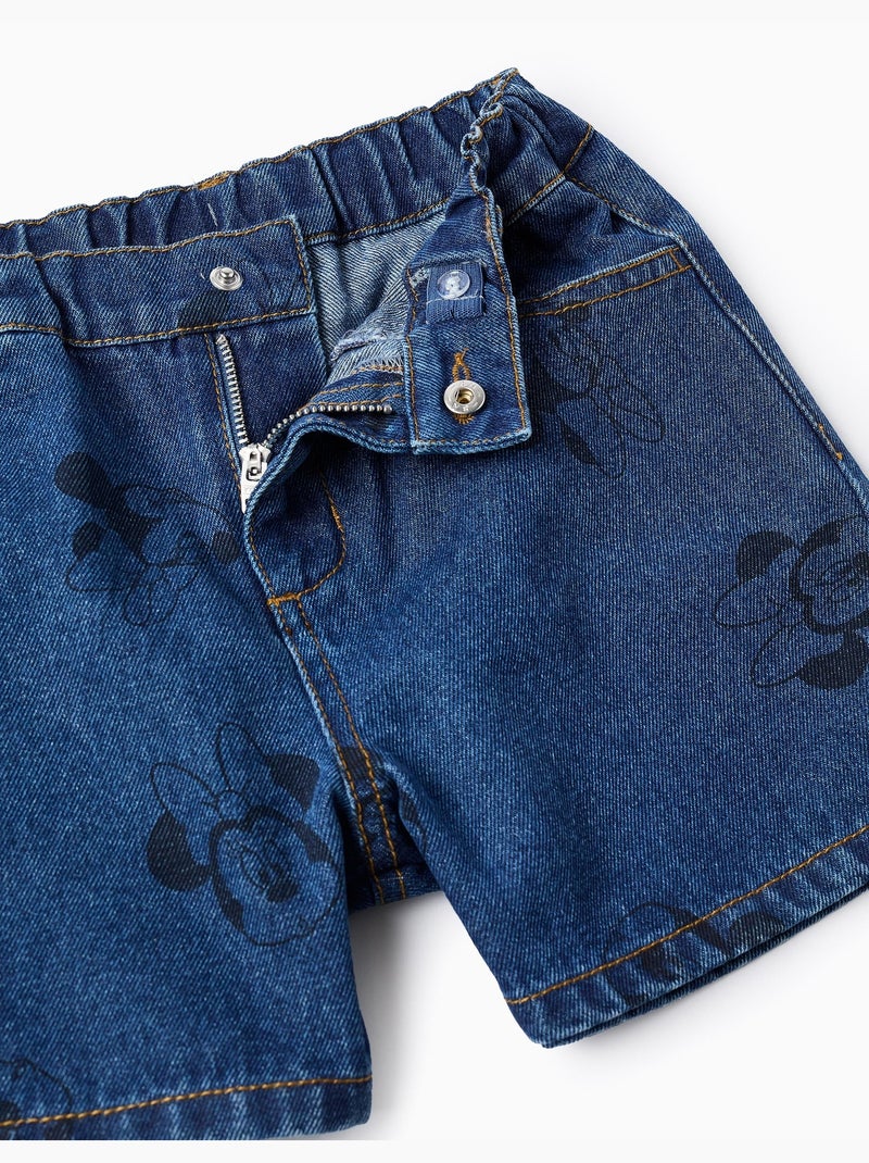 Short en Jean avec Motif Minnie Bleu - Kiabi
