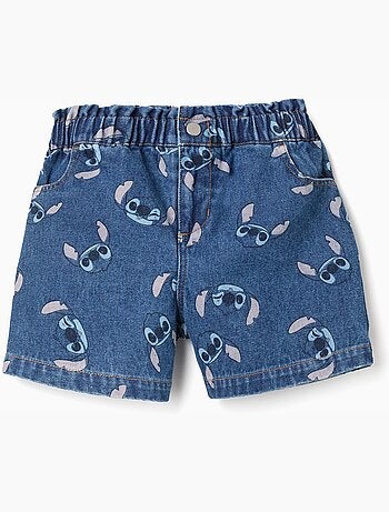 Short en jean avec motif Stitch et taille paperbag